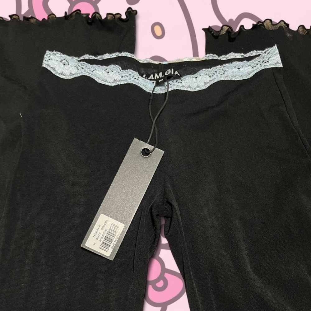 IAMGIA Black Mesh Pants with Lace Trim - Picture 3 of 3